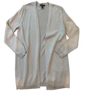 Eileen Fisher Cardigan Longline Oatmeal Organic Linen Size Petite Medium